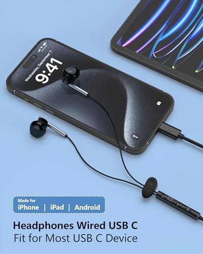 Elevate Your Audio Experience with AILKIN Dual Pack USB-C Earbuds – Premium Noise-Isolating In-Ear Headphones for i Phone 16, Samsung Galaxy S25/S24 Ultra & Google Pixel 9 – Unmatched Sound Quality, Comfortable Fit, Tangle-Free Design for Music, Gaming & Clear Calls