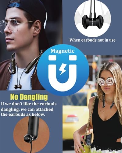 ZXQ Wireless Bluetooth 5.3 Neckband Earbuds – 100-Hour Playtime, Ergonomically Designed Waterproof Sport Headphones with Hands-Free Microphone and Stylish Carry Case for Ultimate Comfort and Connectivity on the Go
