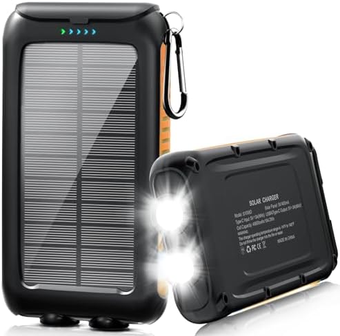 Ultimate 49,800 m Ah Solar Power Bank – Rugged Waterproof Portable Charger with 15 W Fast Charge USB-C & Built-in LED Flashlight – Eco-Friendly Outdoor Charging Solution for All Mobile Devices and Electronics