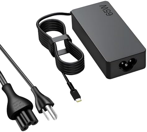 High-Efficiency 65 W USB-C Charger for Lenovo Think Pad Models E580, E585, T490, and More – Fast-Track Your Charging Experience with Enhanced Safety Features and Portable Design for On-the-Go Professionals