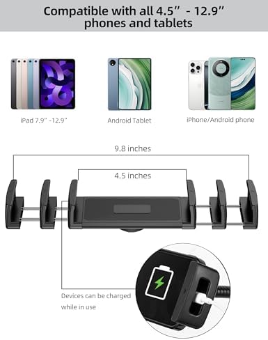 Adjustable Gooseneck Tablet Stand for i Pad and Cell Phones – Metal Floor Holder with Enhanced Flexibility and Stability for Ultimate Hands-Free Experience – Compatible with 4.7” to 13” Devices for Comfortable Viewing Anytime, Anywhere