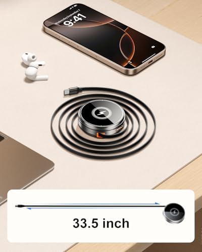 Revolutionary 2-in-1 Retractable Mag Safe Charger for i Phone 15/16 Pro – Ultimate Magnetic Wireless Charging Station for Air Pods & Apple Watch, Compact Travel Design, Fast Charging, Sleek Silver Finish, Enhanced Compatibility for Apple Devices