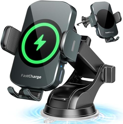 Smart Wireless Car Charger & Auto-Clamping Phone Holder – Fast Charging 3-in-1 Mount for i Phone 11-16 & Samsung Galaxy S23-S9+ – Enhanced Compatibility, Hands-Free Navigation, and Adjustable Viewing Angles for Optimal Convenience