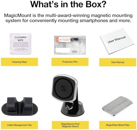 Transform Your Driving Experience with the Scosche MP2 FM-XCES0 Magic Mount Pro2 – Universal Flush Magnetic Car Mount Compatible with Mag Safe, i Phones, Galaxy, Pixel & All Smartphones – Effortless Hands-Free Access and Enhanced Stability for Safe Navigation