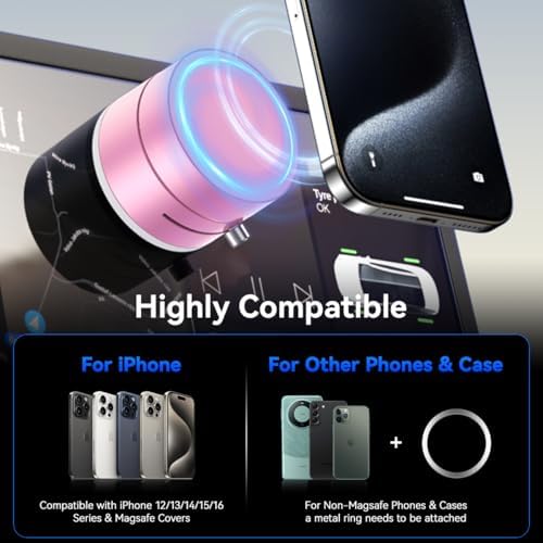 Revolutionary 15 W Magnetic Wireless Car Charger Mount – Adjustable Fast Charging Holder for i Phone 12-16 | Sleek, Foldable Design for Optimal Viewing | Ideal Gift for Tech-Savvy Drivers | Enhanced Mag Safe Compatibility & Travel-Friendly Convenience