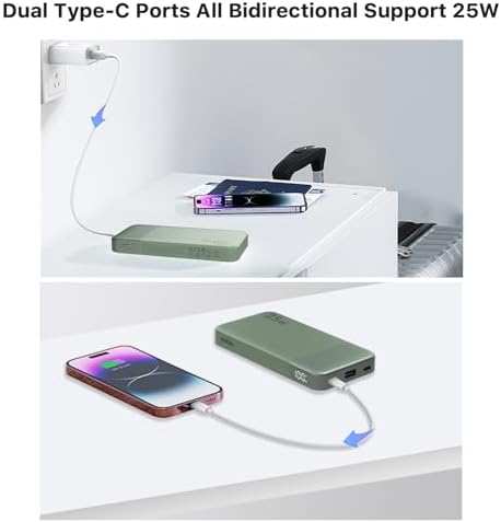 NOBIS 10000 m Ah Fast Charging Power Bank with Digital Display – Versatile USB-C Battery Pack for i Phone, i Pad, Android & More (25 W) – Compact, Reliable Charging Solution for On-the-Go Power Needs