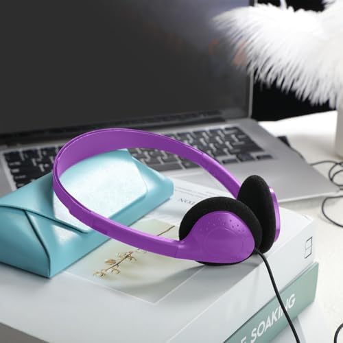 Flutesan 20 Pack Wired On-Ear Headphones – Durable Purple Classroom Headset for Students & Educators, Adjustable Comfort, Enhanced Device Compatibility, Ideal for Group Learning & Individual Study Sessions
