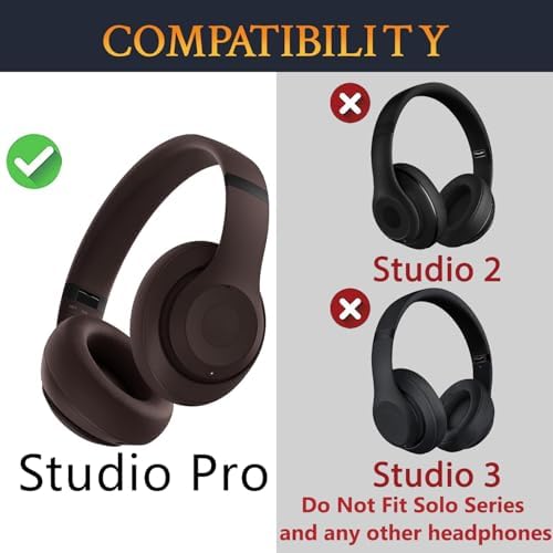 Elevate Your Audio Experience with SOULWIT Deep Brown Replacement Earpads for Beats Studio Pro Wireless Headphones – Luxurious Protein Leather Cushions with Advanced Noise Isolation Foam for Unmatched Comfort and Enhanced Sound Quality