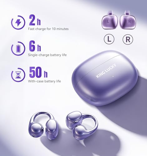 Elevate Your Audio Game with King Lucky Wireless Bluetooth 5.4 Earbuds – Stylish Clip-On Design with Advanced Noise Cancelling, 50-Hour Battery Life, and Waterproof Durability – Perfect for Active Lifestyles, Small Ears, and Glasses Wearers in Trendy Pink. Enjoy Unmatched Comfort, Seamless Connectivity, and Immersive Sound Quality Ideal for Fitness, Daily Commutes, and Casual Listening.