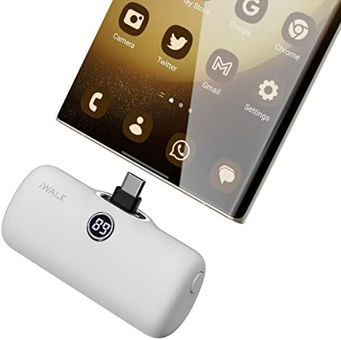 Compact i WALK 4,800 m Ah Portable Charger – High-Speed 18 W PD Power Bank with Built-in USB-C for Seamless Charging of i Phone 15/16/Pro/Max & Samsung Galaxy S25/S24/S23 – Ideal Travel Companion for On-the-Go Power Solutions