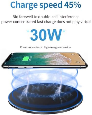 30 W Ultra-Fast Wireless Charging Pad – Versatile Compatibility for i Phone 14/13/12/11 Series and Samsung Galaxy S23/S22/S21 – Sleek, Portable Design with Advanced Safety Features – Experience Rapid, Tangle-Free Power Anywhere