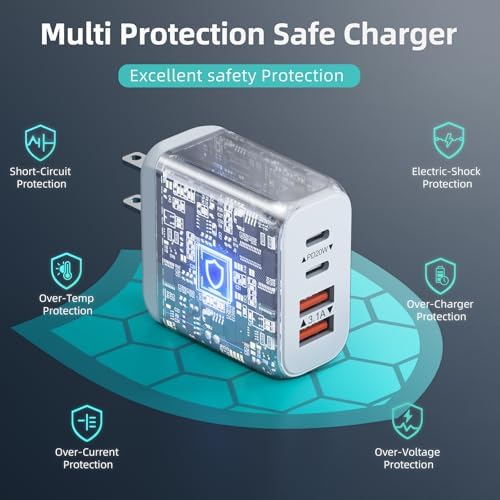 40 W USB C Fast Charger Block – Dual Pack 4-Port Power Delivery Wall Plug with Quick Charge 3.0 for i Phone 16/15/14/13/12/11 Pro Max, Samsung Galaxy & More – High-Speed Multi-Device Charging Solution – Ideal for Home, Office & Travel