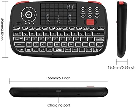 Rii i4 Mini Bluetooth Keyboard with Touchpad – Portable Backlit Wireless Keyboard for Smartphones, Tablets, PCs & Smart TVs – Effortless Control & Enhanced Productivity with 2.4 G USB Dongle – Compatible with i OS, Android, Windows & Mac – Ideal for Work & Entertainment