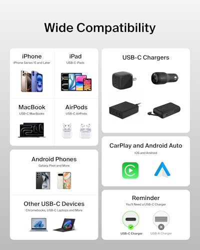 Belkin USB C to USB C Cable 2-Pack – 6.6 ft High-Speed Charging Solution for i Phone 16, Galaxy S25, Mac Book, and More – Durable Braided Design with 240 W Power Delivery for Ultimate Performance – Flexible and Stylish Charging Cords for Home, Office, and Travel