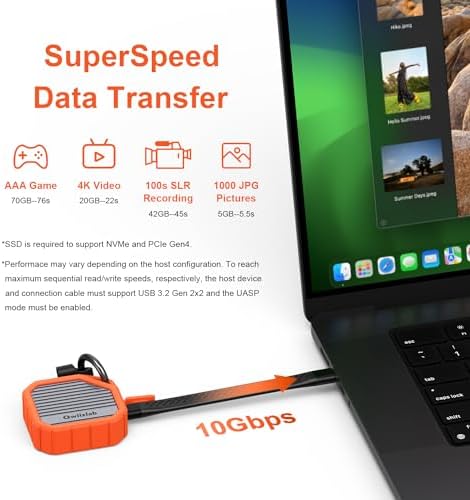 Qwiizlab M.2 2230 NVMe SSD Enclosure – Ultra-Fast 10 Gbps USB 3.2 Gen 2 Type-C, Rugged Aluminum Design, M Key Compatibility for SSDs Up to 2 TB, PCIe UASP Support, Portable Orange Case – Ideal for Gamers & Professionals Seeking Reliable Storage Solutions