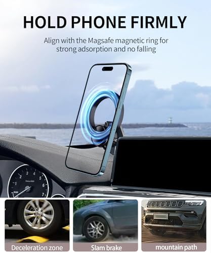 Premium BMW Phone Holder for 2014-2021 2 Series, 2012-2018 3 Series & 2014-2020 4 Series – 360° Rotating Magnetic Mount with Mag Safe Compatibility for Hands-Free Navigation and Modern Aesthetics – Secure Clip Design for Easy Installation and Enhanced Driving Safety