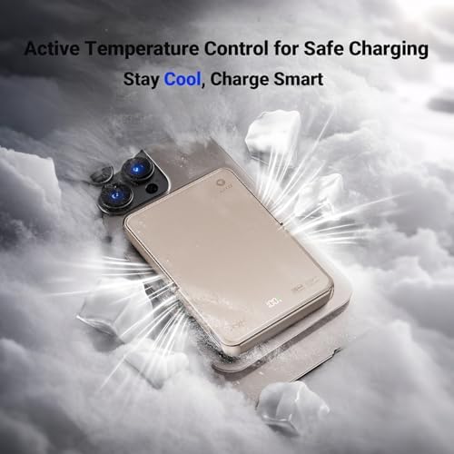 Mag Safe-Compatible Ultra-Slim 5000 m Ah Wireless Power Bank with 15 W Fast Charging & 20 W USB-C, Foldable Kickstand for i Phone 16/15/14/13/12 Series – Portable Charger for Effortless Power on the Go