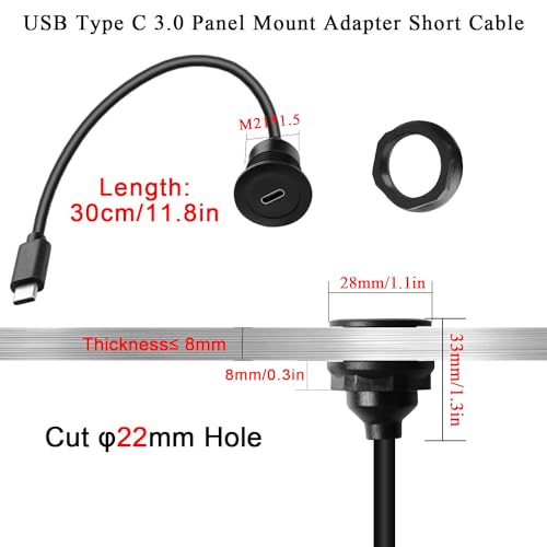 Revolutionize Your Charging with the QIANRENON 5 Gbps USB C Flush Mount Adapter – Sleek, Secure Power Delivery Charger for Cars, RVs & Boats – Experience Fast Data Transfers & Effortless Installation – 60 W PD Charging for Laptops, Smartphones & Tablets – Declutter Your Workspace with a Reliable Connectivity Solution