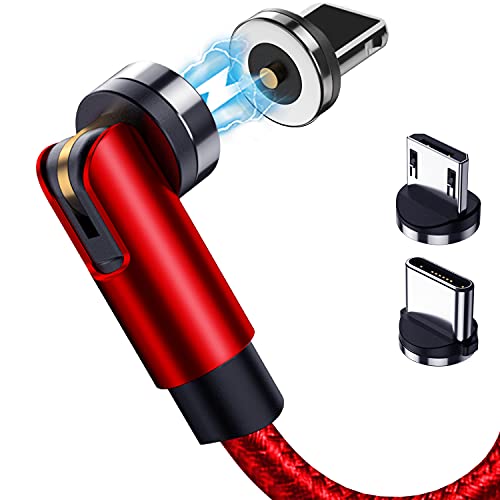 Terasako 5-Pack Magnetic Charging Cables with 540° Rotating Connector – Versatile 3/3/6/6/10 FT Lengths, LED Indicator, 90° Angle Design for Ultimate Comfort – Durable Nylon Braided Cords for Enhanced Durability and Wide Compatibility