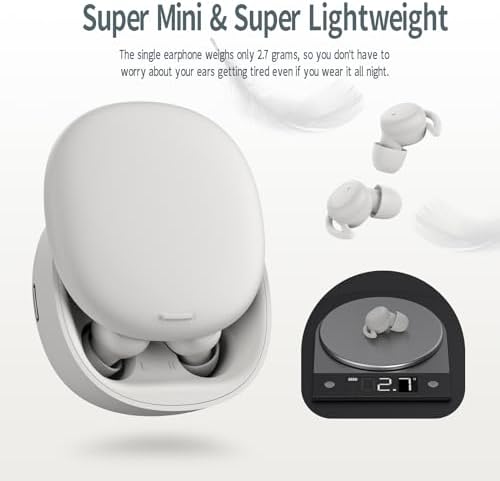 Damipow 2024 Edition Bluetooth 5.3 Wireless Sleep Earbuds – Ultra-Comfortable Noise-Canceling Earphones for Side Sleepers – Ideal for Home, Travel & Work – Elegant Ivory Finish for Ultimate Serenity and Uninterrupted Sleep Experience