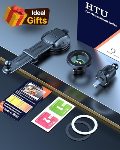 HTU 2025 Mag Safe Car Mount – Advanced 5-in-1 Magnetic Phone Holder for i Phone with Robust Suction Power and Customizable Bendable Design for Dashboard, Windshield, and Vent – Elegant Light Rose Finish, Safety Certified for Ultimate Reliability
