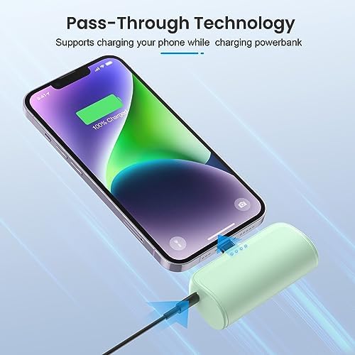 Ultra-Compact 5200 m Ah Power Bank for i Phone – PD Fast Charging Mini Portable Charger with Enhanced Compatibility for i Phone Models 14/13/12/11/XS/XR/X/8/7/6/6 s – Essential On-the-Go Battery Backup for Busy Lifestyles