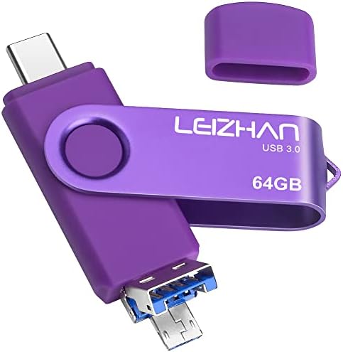 Leizhan 128 GB OTG Flash Drive – Versatile 3-in-1 Type-C, Micro, and USB 3.0 Memory Stick for Super-Fast Transfers – Ideal for Samsung Galaxy, Huawei, LG, Google Pixel, and More Android Devices – Compact and Durable High-Speed Storage Solution for On-the-Go Users