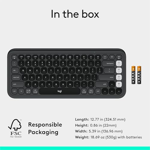 Elevate Your Workspace with the Logitech POP ICON Wireless Bluetooth Keyboard – Stylish Graphite & White Design, Effortless Multi-Device Switching, Comfortable Low-Profile Typing, and Customizable Keys for Enhanced Productivity on Laptops, Tablets, and PCs