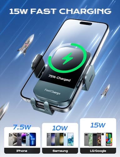 CHGeek 15 W Wireless Car Charger & Auto-Clamping Phone Mount – Fast Qi Charging Solution for i Phone 15/14/13/12/11 Pro Max & Samsung Galaxy S25/S24/S23/S22/S21/S20 – Stylish Pink Design for Modern Drivers – Effortless Device Security & Optimal Viewing Angles