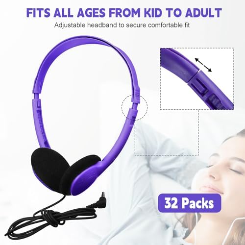 Transform Your Classroom Audio with Konohan 30 Pack Kids Headphones – Adjustable Wired Headset for Enhanced Learning, Lightweight Comfort, and Durable Design for All Ages – Perfect for Educational Use with 3.5 mm Jack Compatibility