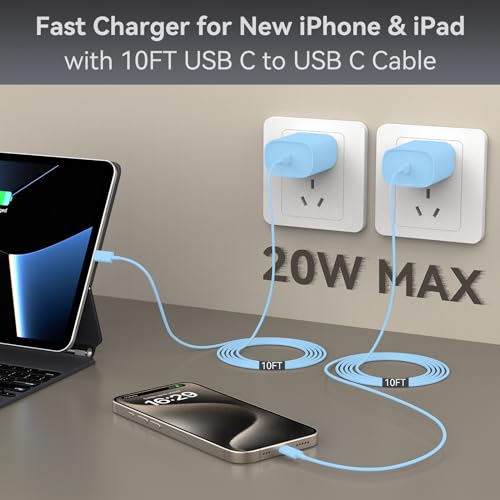 Ultimate i Phone 16 Pro Max Fast Charger with 8 FT USB-C Cable – High-Speed Wall Adapter in Stylish Purple – Compatible with i Phone 15 Series and i Pad Pro – Perfect for Quick Charging on the Go – Enhance Your Charging Experience with Extended Reach and Reliability