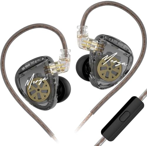 KZ Merga Hi-Fi In-Ear Monitor Earbuds – Premium Dual Dynamic Driver Headphones for Musicians, Exceptional Deep Bass & Crystal Clear Sound, Lightweight Comfort with Elegant Black Finish and Durable Silver-Plated Cable, Perfect for Studio Sessions and On-the-Go Listening