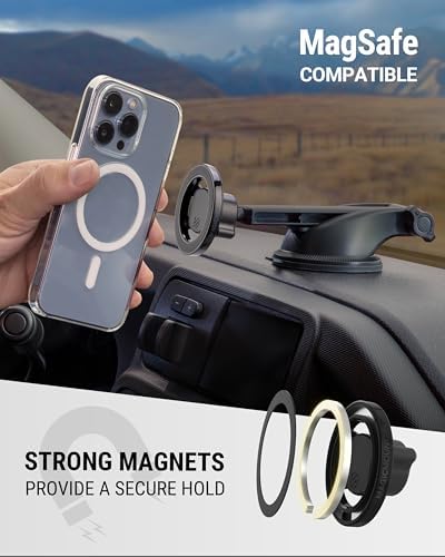 Scosche SMS1 ODVR-1 Magic Mount: 5-in-1 Mag Safe Magnetic Phone Holder for Hands-Free Driving – Versatile Car Vent, Dashboard & Floating Screen Mounts Compatible with i Phone 12-16, Secure Grip & 360-Degree Rotation for Optimal Viewing