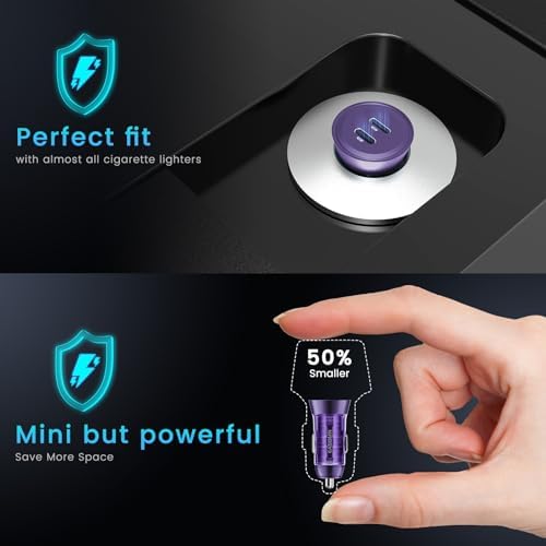 90 W Dual-Port USB C Fast Car Charger 2-Pack – PD 45 W & QC 45 W Quick Charge Adapter for Samsung Galaxy S25 Ultra, i Phone 15, and More – Ultimate Compatibility & Safety Features for Efficient On-the-Go Power