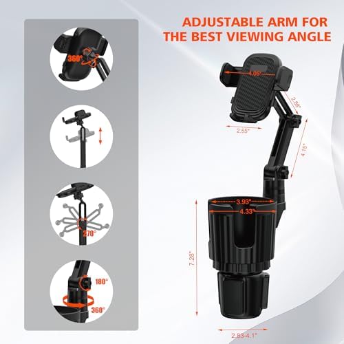 Revolutionary 2-in-1 Car Phone Mount & Cup Holder Set – Effortless 360° Adjustability for 4-7″ Smartphones, Unmatched Stability for Safe Navigation & Beverage Support, Essential Accessory for Modern Drivers
