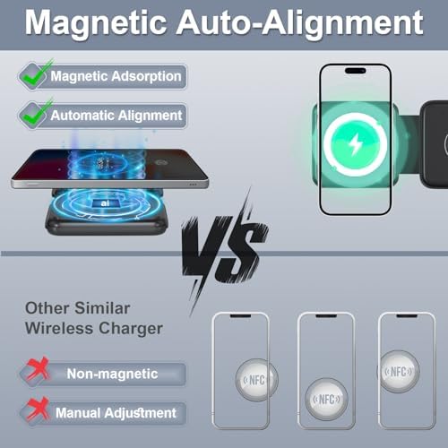 Ultimate 3-in-1 Foldable Charging Station for Apple Devices – Compact Wireless Charger for i Phone 12-16, Apple Watch, and Air Pods – Travel-Friendly Power Hub with Fast Charging Technology in Sleek Black Finish – Perfect for Home, Office, and On-the-Go Use
