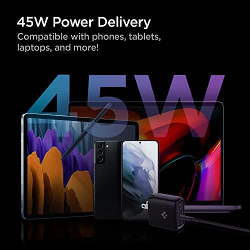 Spigen 40 W Dual USB-C Wall Charger with Ga N Technology – Fast Charging for i Phone 15 Pro Max, Mac Book Air & Galaxy Z Flip 5 | Compact, Foldable Design for On-the-Go Convenience | Dual 30 W Output for Simultaneous Device Charging | Optimal Efficiency & Durability for Modern Tech Users