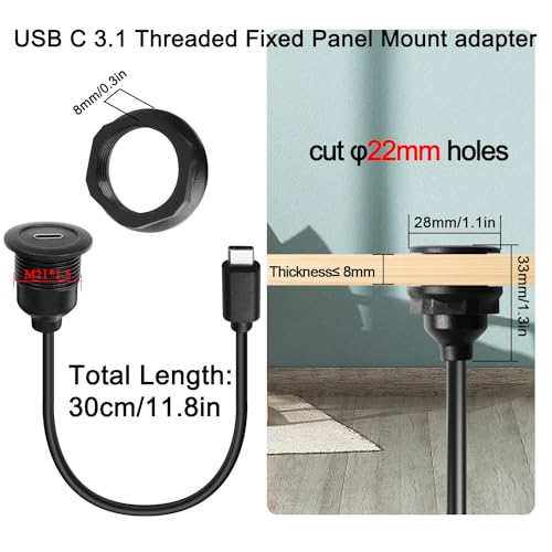 Revolutionize Your Charging with the QIANRENON 5 Gbps USB C Flush Mount Adapter – Sleek, Secure Power Delivery Charger for Cars, RVs & Boats – Experience Fast Data Transfers & Effortless Installation – 60 W PD Charging for Laptops, Smartphones & Tablets – Declutter Your Workspace with a Reliable Connectivity Solution