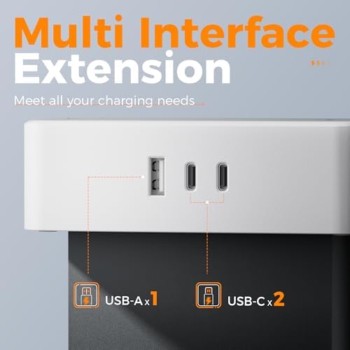 TESSAN 5 FT Flat Plug Extension Cord with 4 AC Outlets, 1 USB-C & 2 USB-A Ports – 900 Joules Surge Protector Power Strip for Home Office & Dorm Room – Maximize Charging Efficiency & Space Savings with Versatile Power Accessory