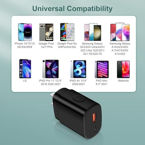 Ultra-Compact 25 W USB-C Fast Charging Block – High-Speed Wall Adapter for i Phone 16, Samsung Galaxy S25 Ultra, Google Pixel 8 & More – Enhanced Safety Features & Travel-Friendly Design for Rapid Device Power-Up