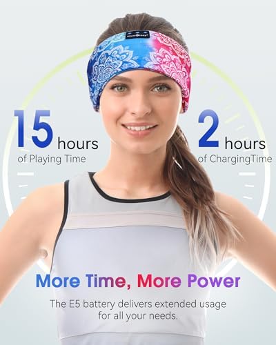 MUSICOZY Bluetooth 5.4 Sleep Headband – Ultra-Thin Stereo Earbuds for Uninterrupted Comfort and Performance, Sweat-Resistant for Active Lifestyles & Serenity (White Red) – Elevate Your Audio Experience with Innovative Design and Superior Sound Quality