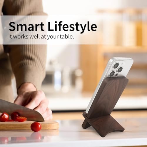 Versatile Solid Wood Phone Stand – Premium Desktop Holder for All Phone Types, Non-Slip Design with Sleek Black Finish, Ideal for Home & Office Use, Enhancing Productivity and Style
