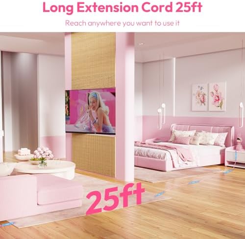 Chic NTONPOWER Pink Power Strip with 5 ft Flat Extension Cord – 3 AC Outlets, 2 USB-C, 2 USB-A Ports – Wall Mountable & Space-Saving Design for Home, Dorm & Travel – Enhanced Charging Compatibility for Stylish Electronics Management