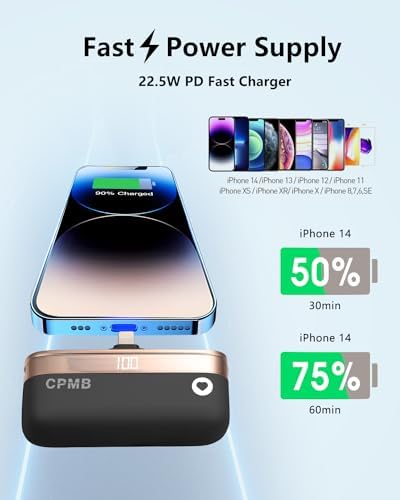Compact 5,000 m Ah Portable Charger with 22.5 W Fast Charging – Sleek Power Bank with Digital Display for i Phone 16/15, Samsung, LG, Google & More – Ultimate Compatibility for On-the-Go Power Solutions