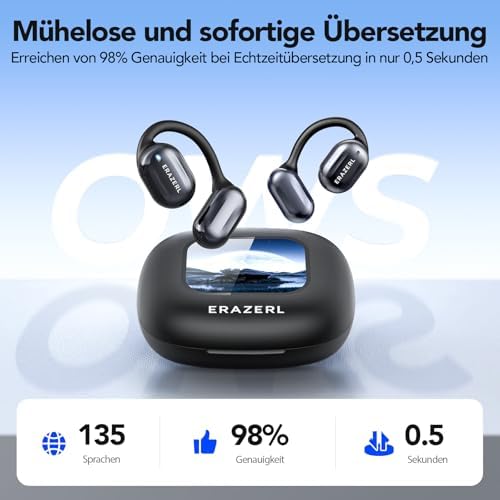 XP2 AI Translation Earbuds: Effortless 135-Language Real-Time Communication – Touch-Controlled, Over-The-Ear Comfort for i OS & Android – Ideal for Travelers, Business Professionals, and Language Learners