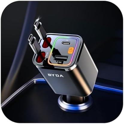 Revolutionary 2025 Micro-Version 4-in-1 Retractable Car Charger – 69 W Fast Charging USB C Adapter for i Phone 16/15/14/13, Samsung Galaxy, i Pad, Pixel – Ultimate Convenience with Tangle-Free Design and Enhanced Compatibility for All Your Devices