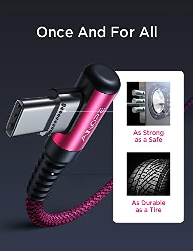Revolutionize Your Charging with AINOPE 60 W USB C Cable 2-Pack – 10 ft Durable Nylon Braided Right Angle Type C Charger for i Phone 16 Pro Max, Samsung S24, and i Pad Pro – Fast Charging, Enhanced Compatibility, and Long-Lasting Performance