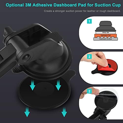 Universal 360° Adjustable Tablet Car Mount for Dashboard & Windshield – Secure Suction Cup Holder for i Pad Pro, Samsung Galaxy & More – Hands-Free Access & Enhanced Stability with TPU Sticky Pad for Safe Driving Experience