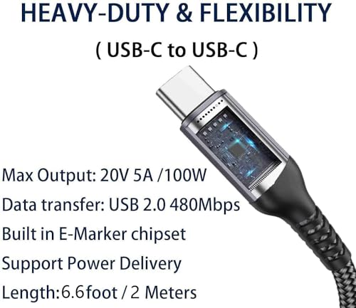 15 FT USB C to USB C Charging Cable – 100 W Fast Power Delivery for i Phone 15 Pro Max, Mac Book Air, i Pad Pro, Samsung Galaxy, One Plus, Google Pixel, PS5 & Xbox – Ultimate Durability and Enhanced Compatibility for Rapid Charging and Data Transfer