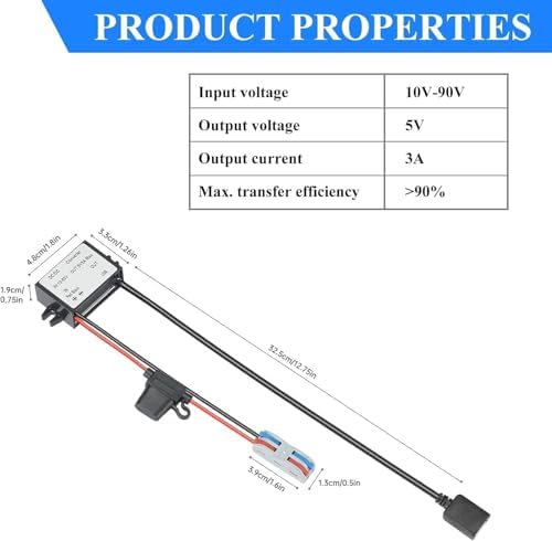 High-Efficiency Waterproof Dual USB DC/DC Adapter – 12/24 V to 5 V Converter with 3 A Output, Integrated Safety Fuse, and Compact Design for Reliable Vehicle Power Solutions and Outdoor Charging Needs